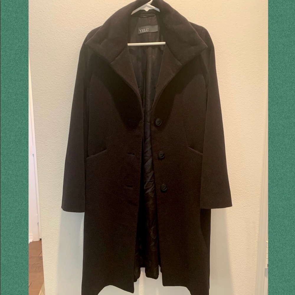 Black Wool, Angora & Cashmere Long coat